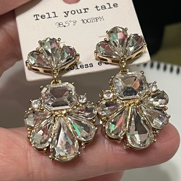 ✨ Clear Crystal Gold-Plate Statement Earrings - Picture 3 of 4